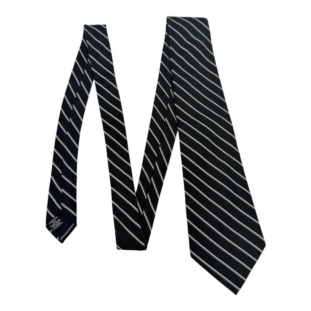 Club Room Tie Black Silver Stripe 3.75‎ Wide Mens Classic Business Necktie